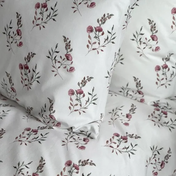 Påslakan Olivia 2-vit/rosa/grön/brun